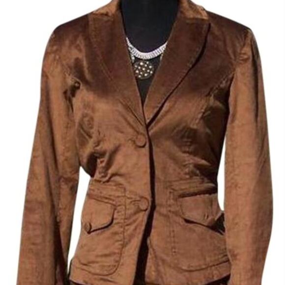 Cache Brown Thin Corduroy Lined Suit Jacket Top New Front Button NWT $178 - Picture 1 of 8